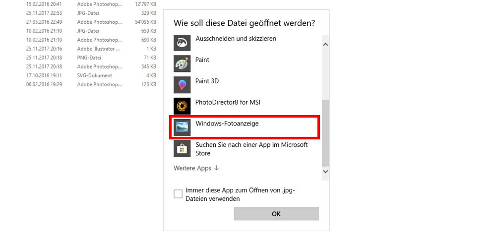 Windows Fotos und Windows Fotoanzeige